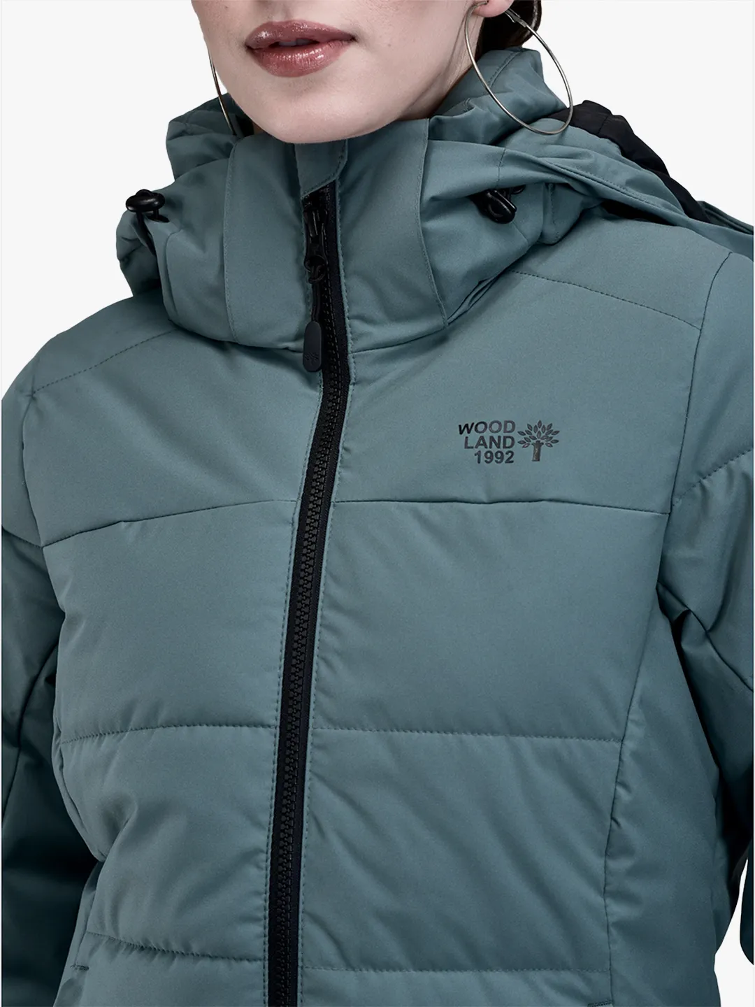 Green jacket for ladies with hood - Thumbnail 4