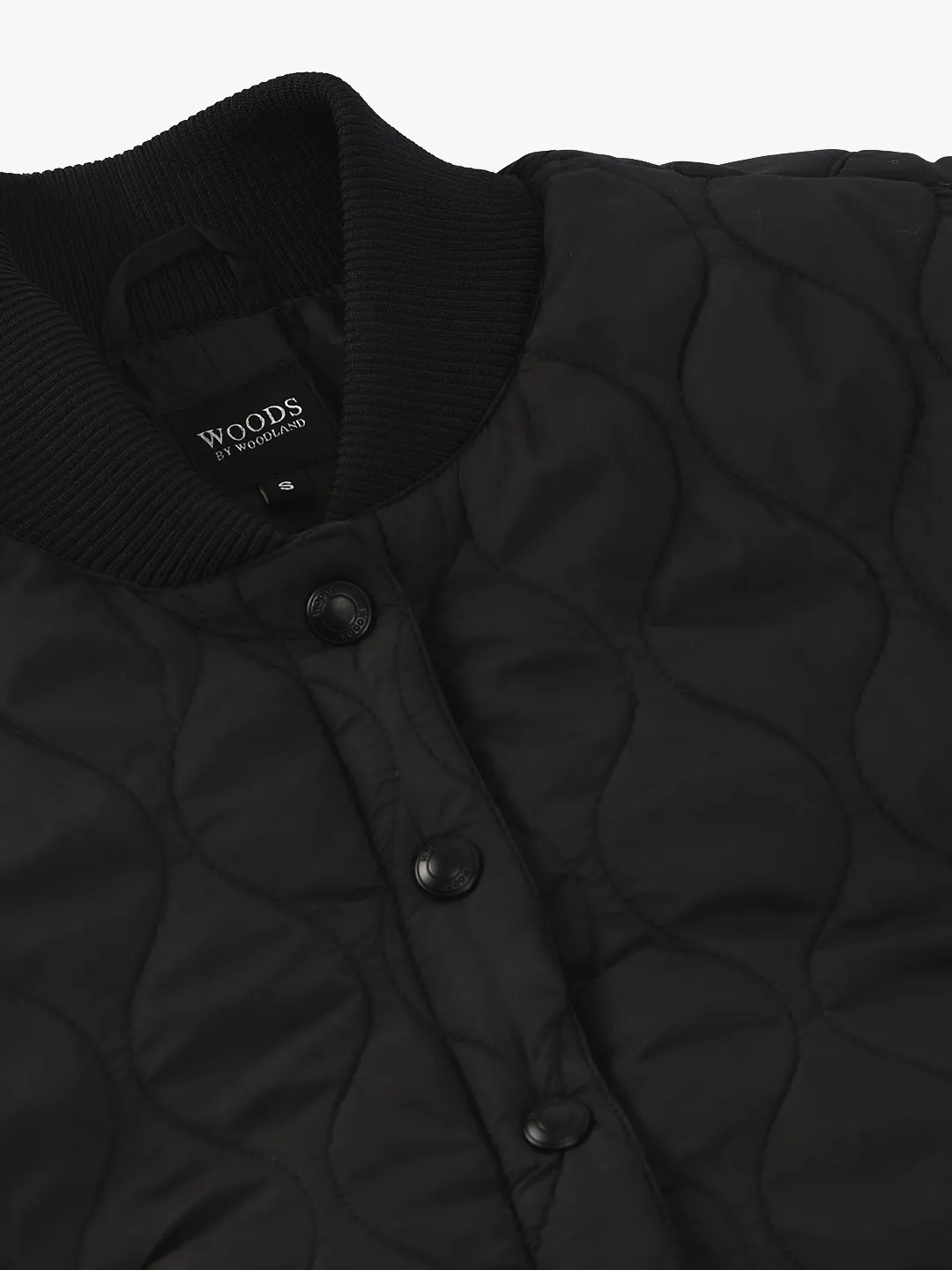 Woods Ladies Black Quilted Bomber Jacket - Thumbnail 5