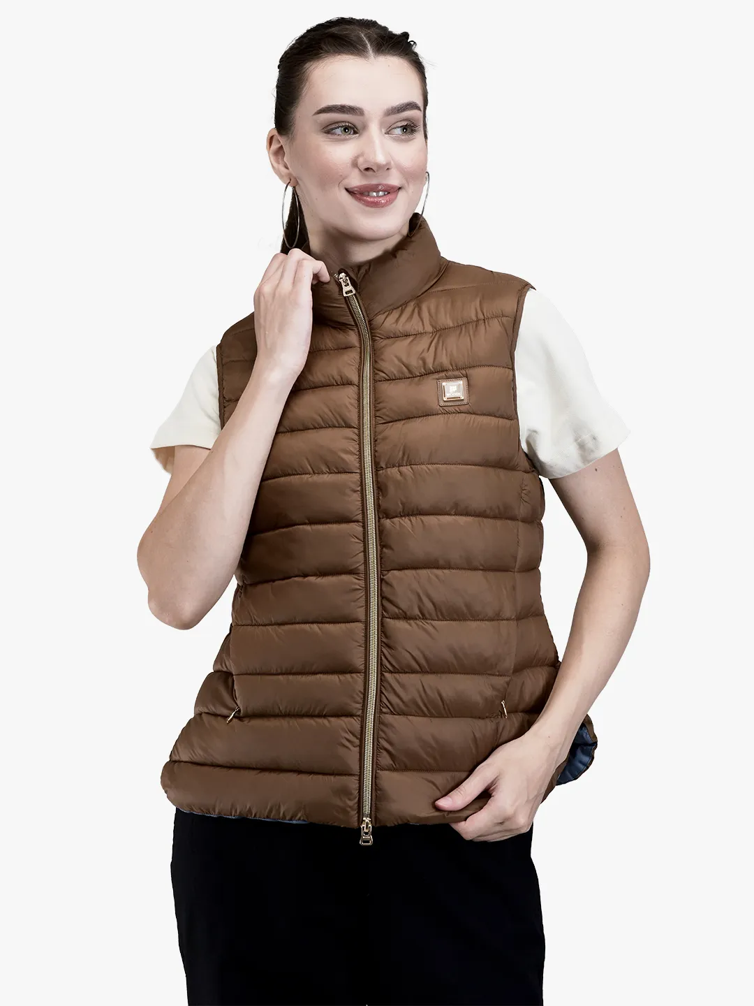 Woods Ladies Copper Quilted Sleeveless Jacket - Thumbnail 2