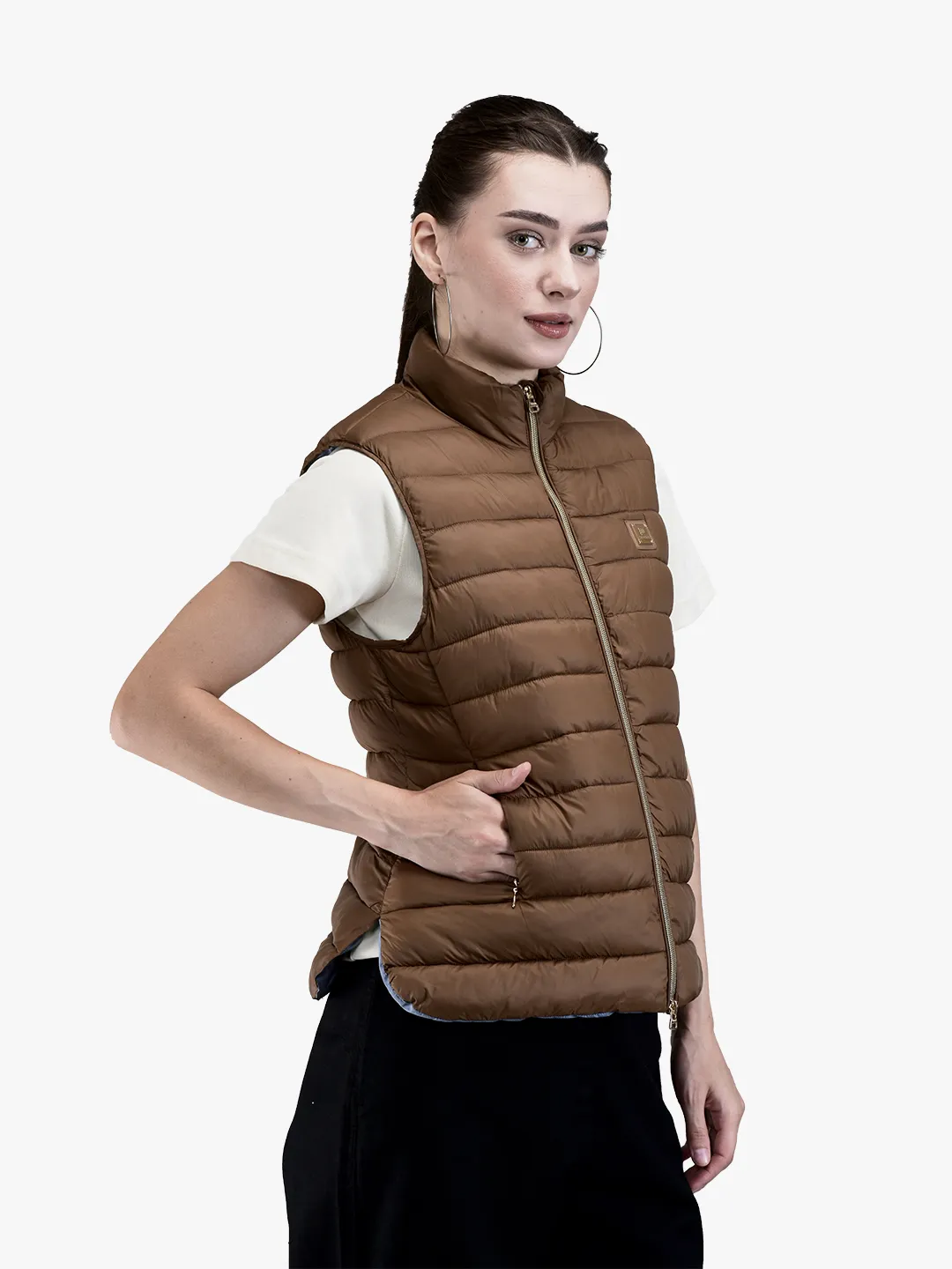 Woods Ladies Copper Quilted Sleeveless Jacket - Thumbnail 4
