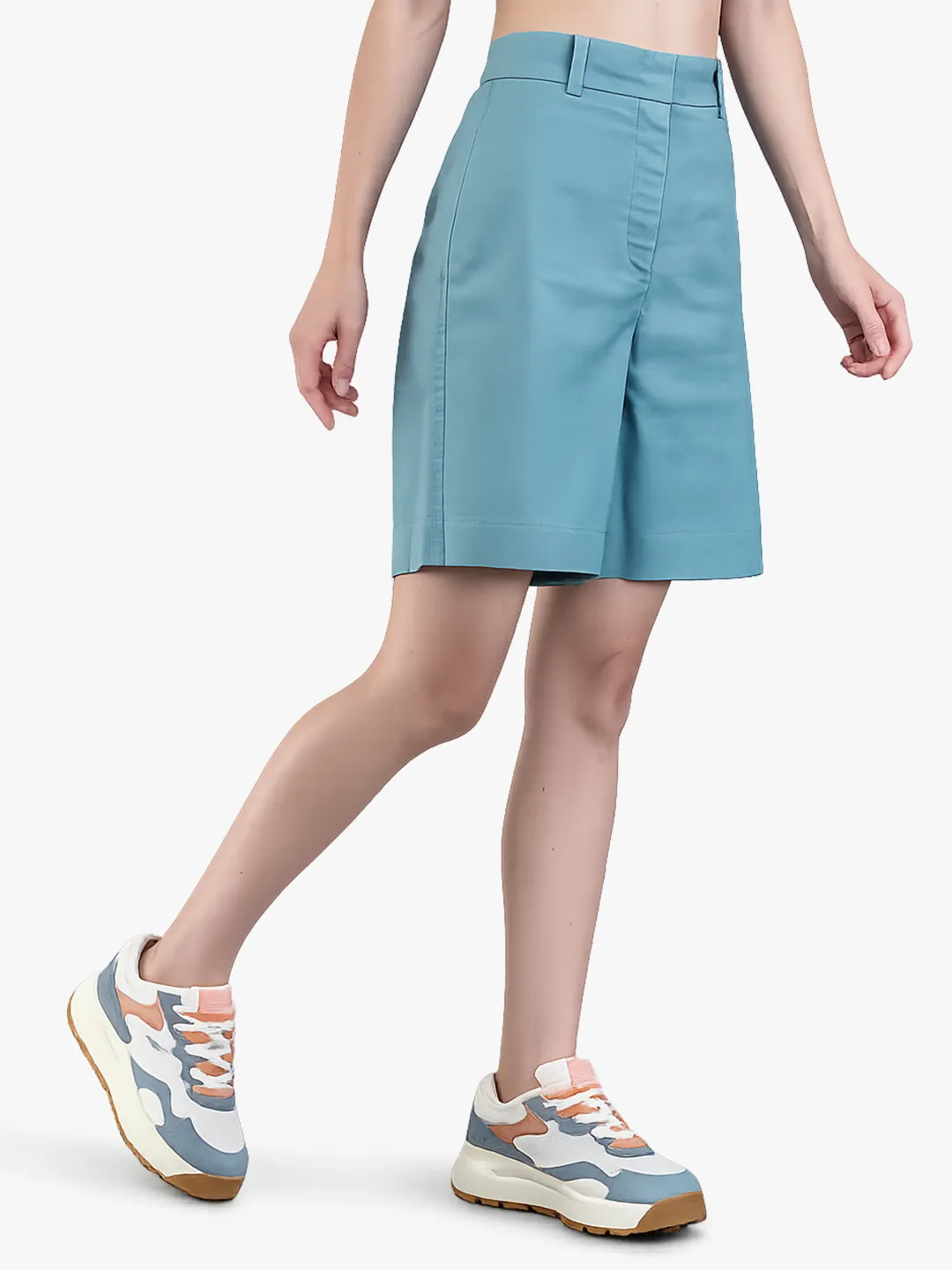 Woodland Ladies Turquoise Cotton Stretch Shorts - Thumbnail 3