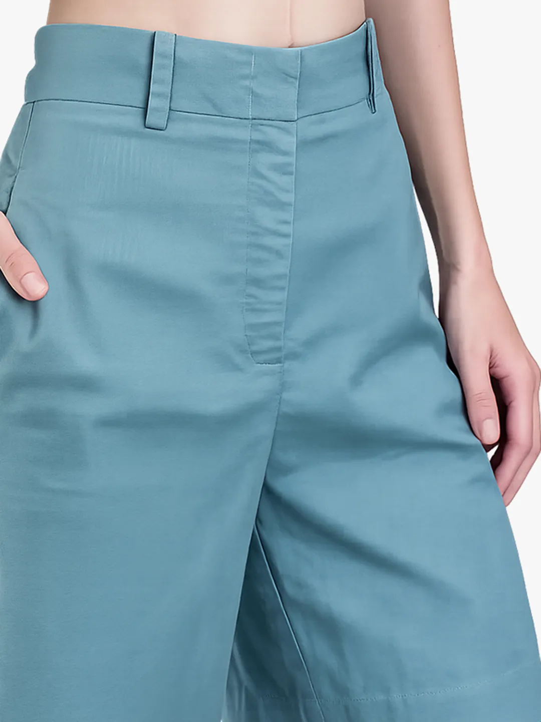 Woodland Ladies Turquoise Cotton Stretch Shorts - Thumbnail 4