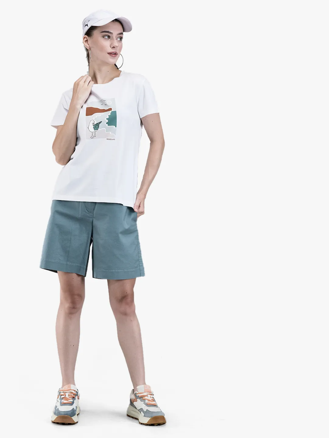 Woodland Ladies Turquoise Cotton Stretch Shorts - Thumbnail 7