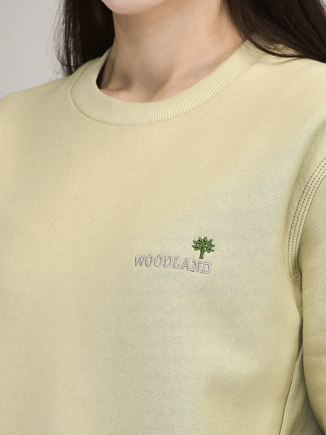 Beige Round Neck Sweatshirt For Women - Thumbnail 4