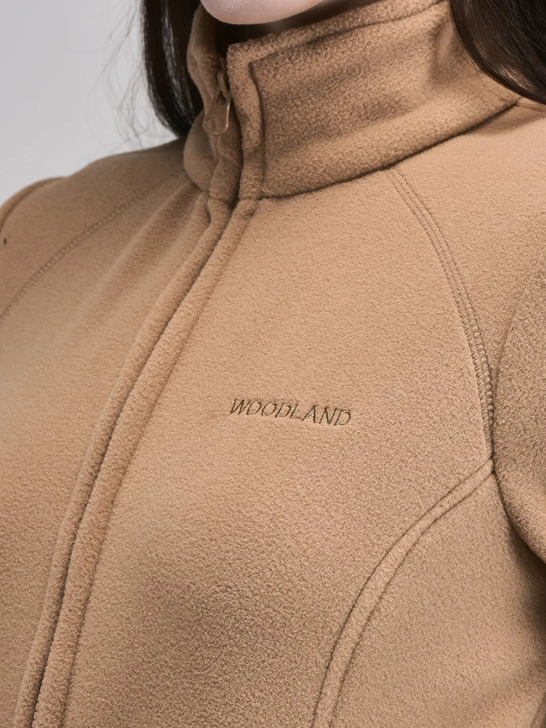 Woodland Caramel Cozy Fleece Women Zipper Jacket  - Thumbnail 4