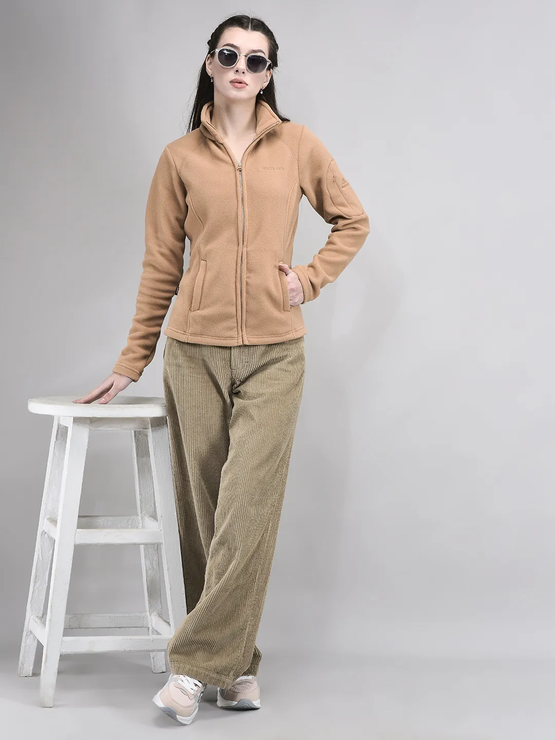 Woodland Caramel Cozy Fleece Women Zipper Jacket  - Thumbnail 8