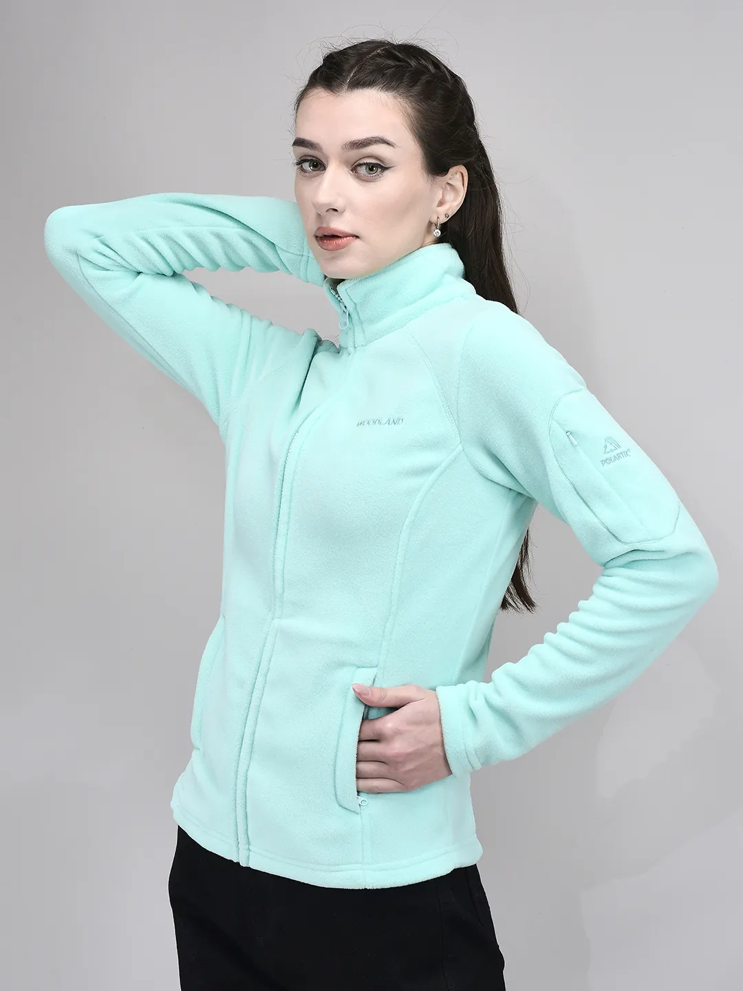Woodland Teal Cozy Fleece Women Zipper Jacket  - Thumbnail 2