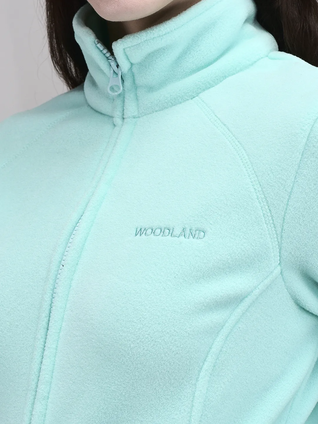 Woodland Teal Cozy Fleece Women Zipper Jacket  - Thumbnail 4