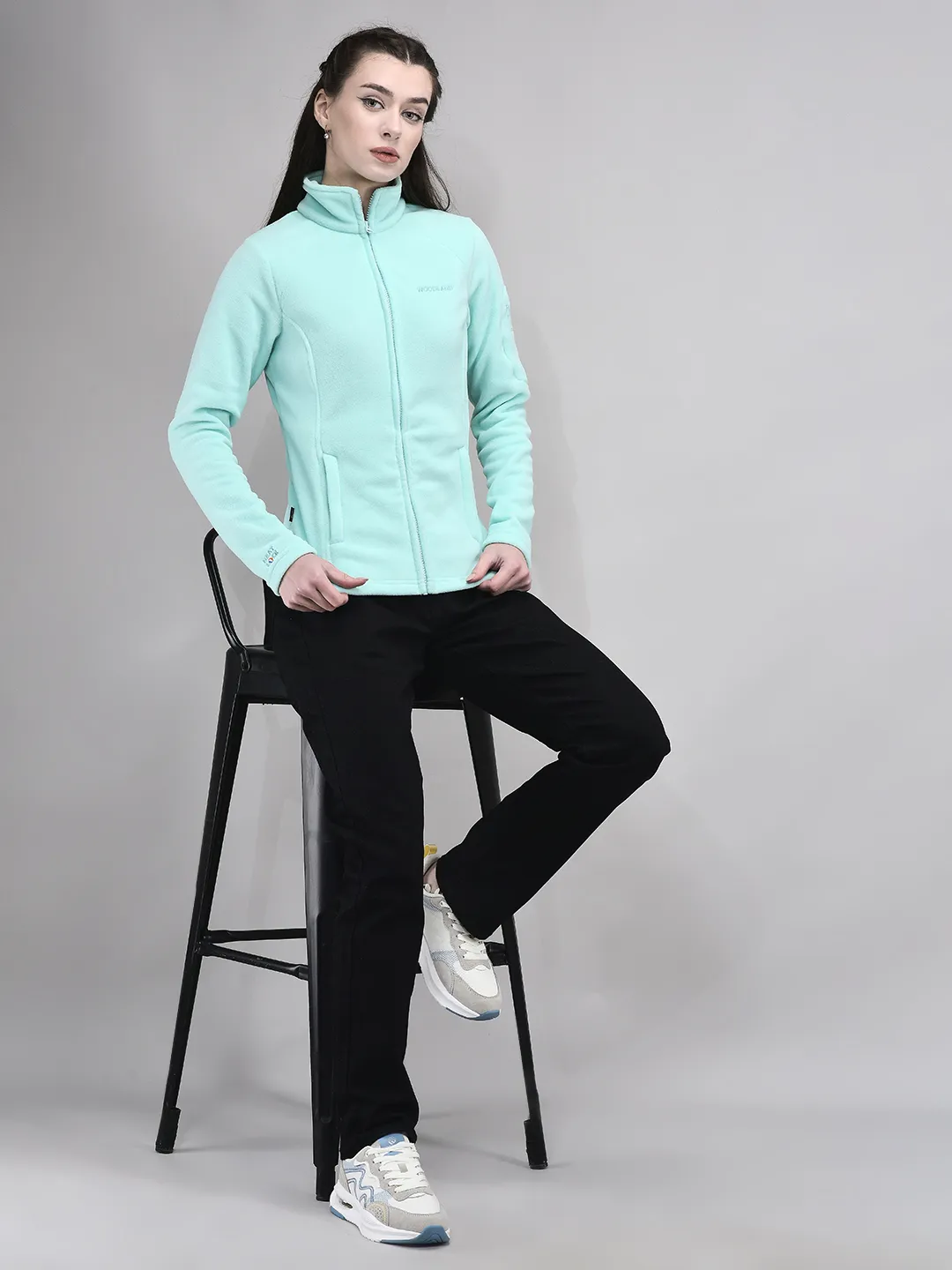 Woodland Teal Cozy Fleece Women Zipper Jacket  - Thumbnail 6