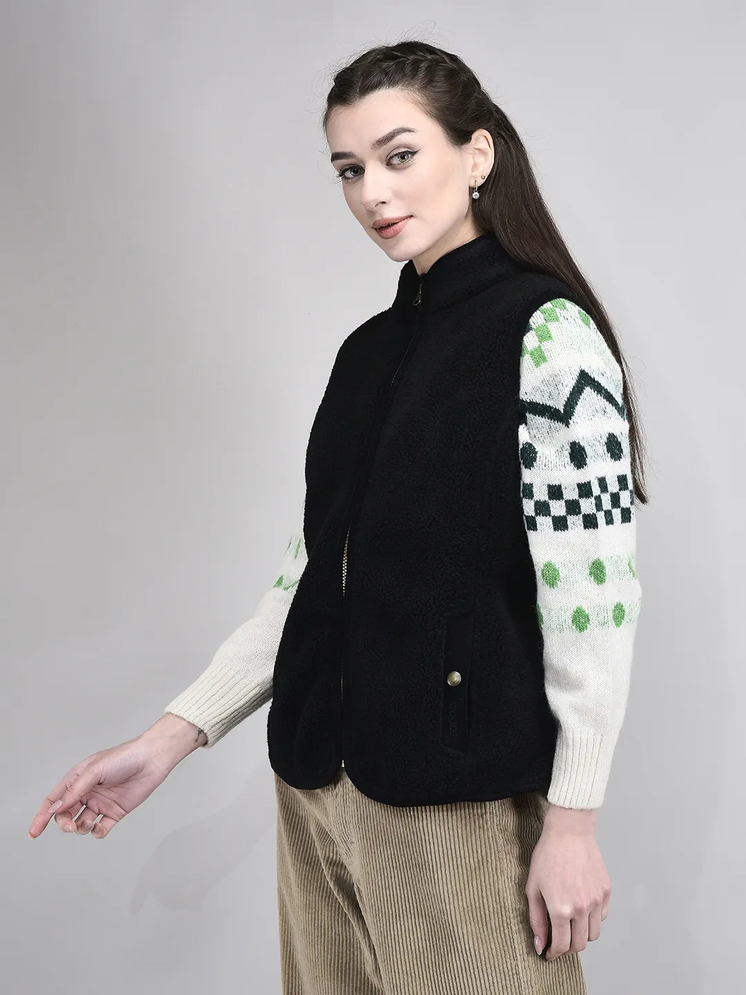 Black sleeveless sweatshirt for ladies - Thumbnail 2