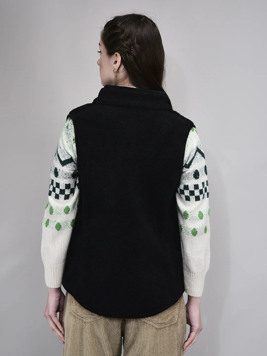 Black sleeveless sweatshirt for ladies - Thumbnail 6