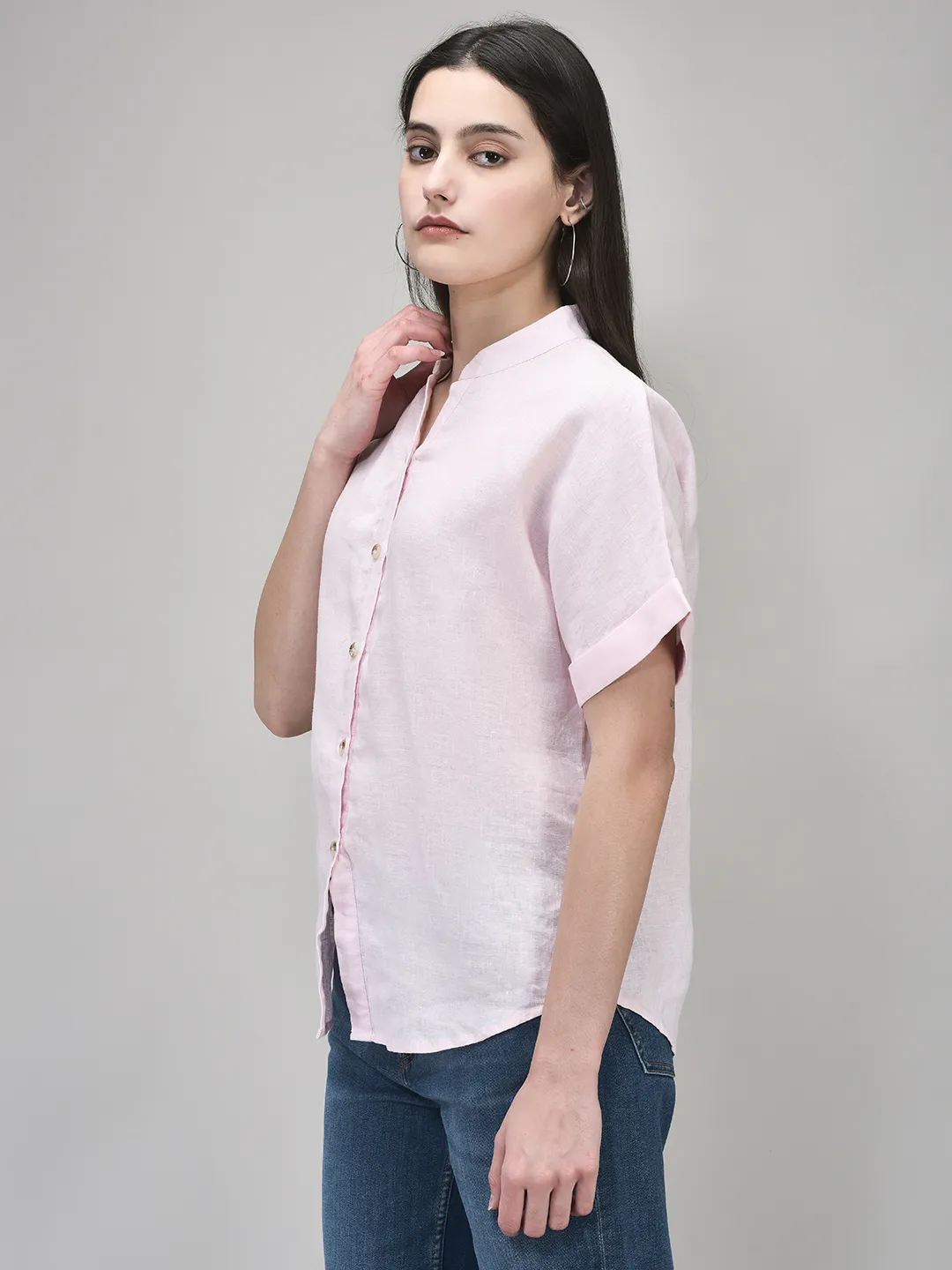 Peach Ladies Linen Top - Thumbnail 2