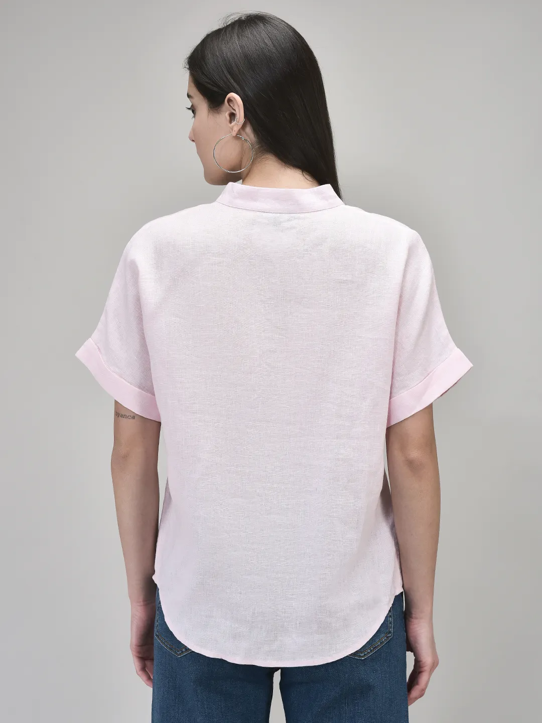 Peach Ladies Linen Top - Thumbnail 5