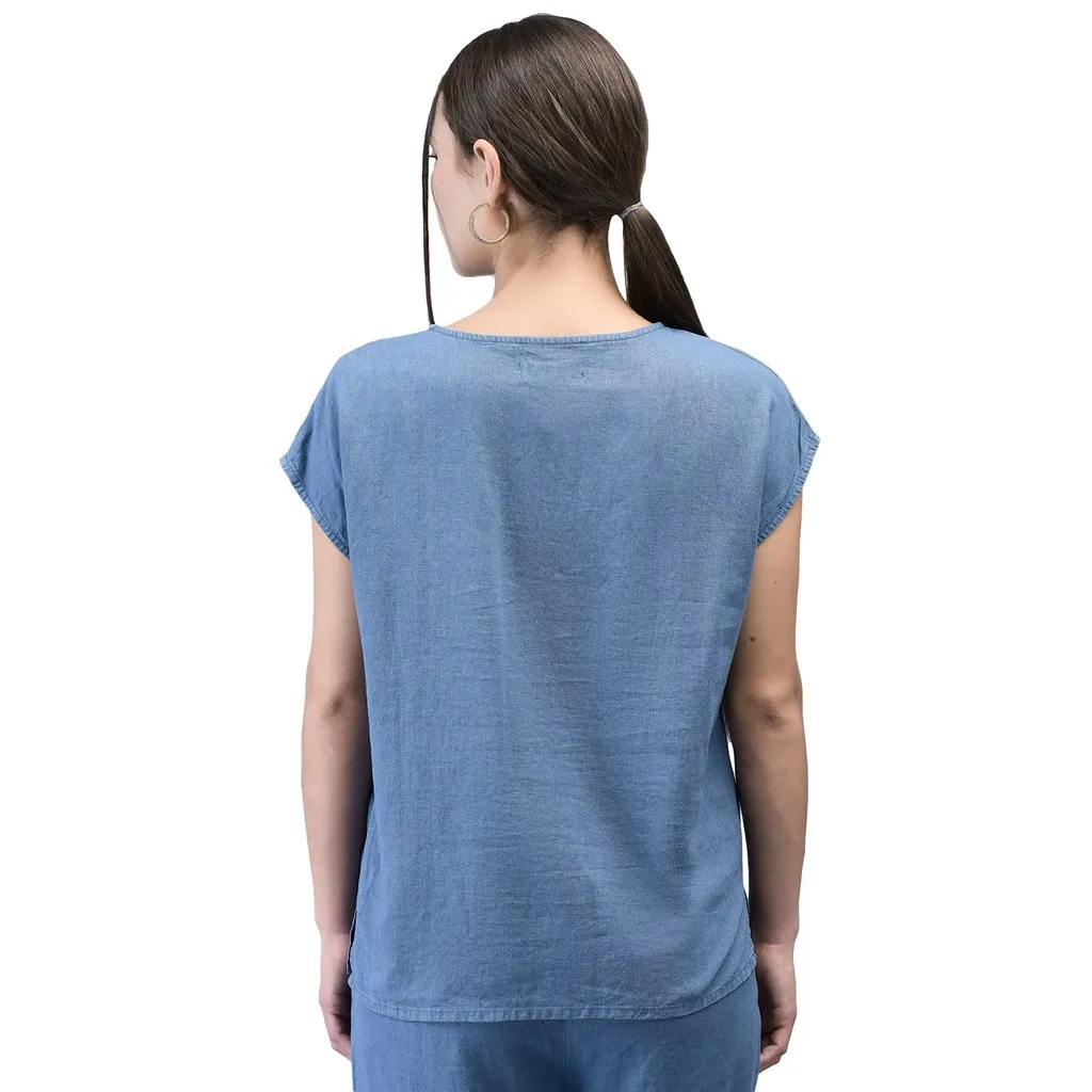 Woods Blue Everyday Casual Tee For Women - Thumbnail 6