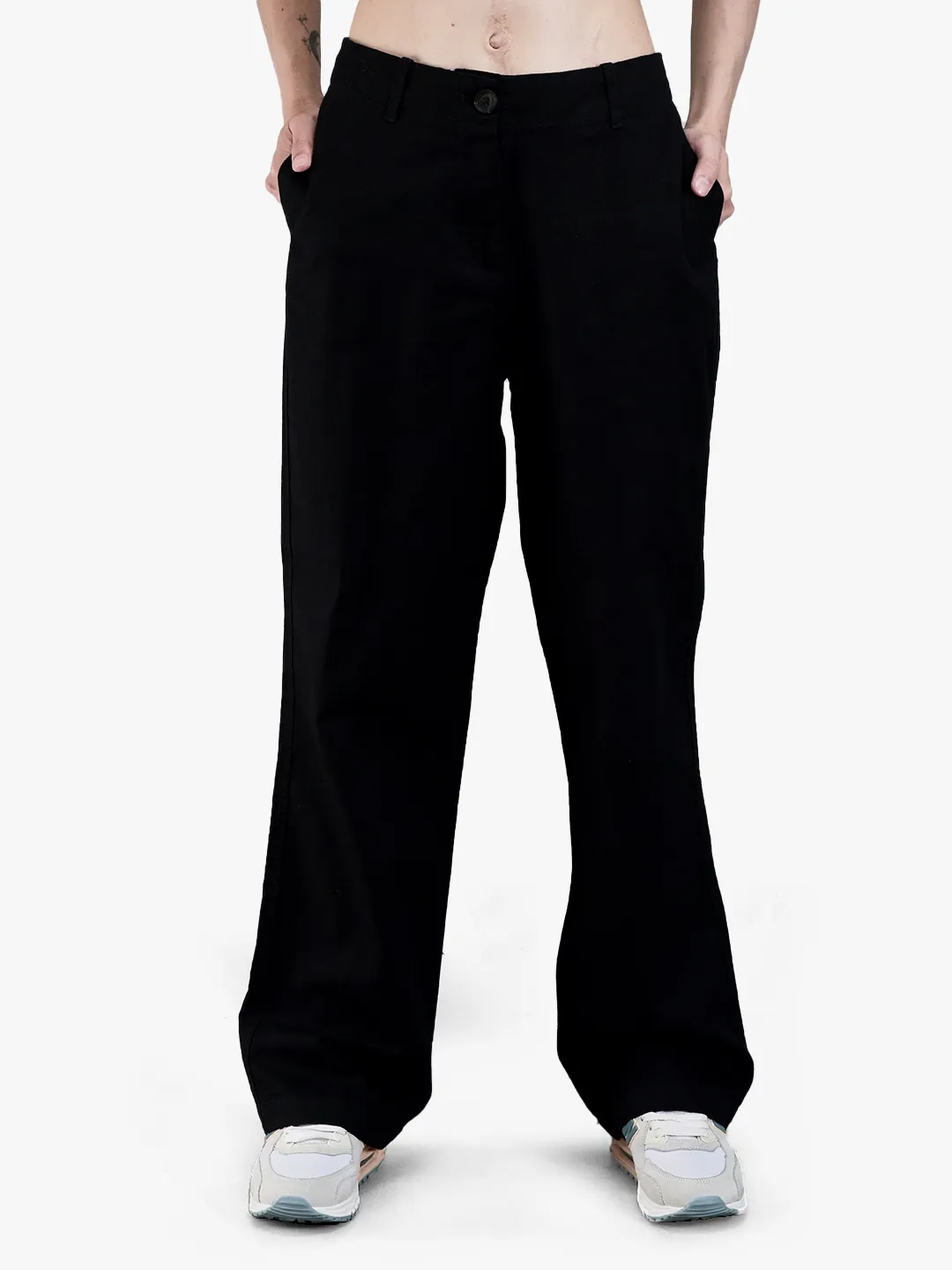 Woodland Ladies Black Cotton Linen Culottes
