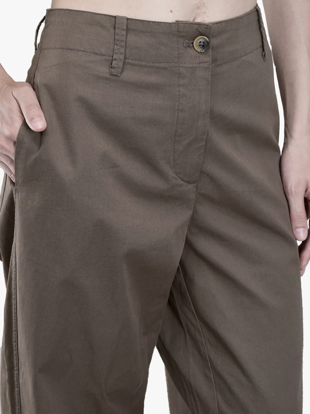 Woodland Ladies Beige Cotton Linen Relaxed Wide-Leg Trousers 4