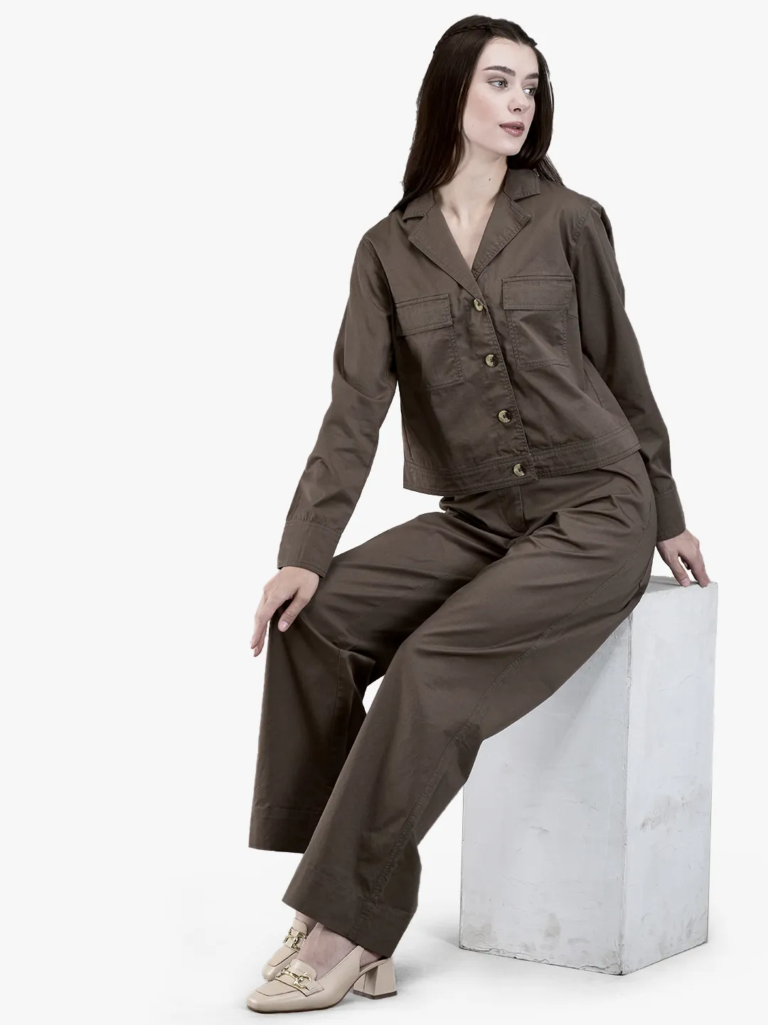 Woodland Ladies Beige Cotton Linen Relaxed Wide-Leg Trousers 7