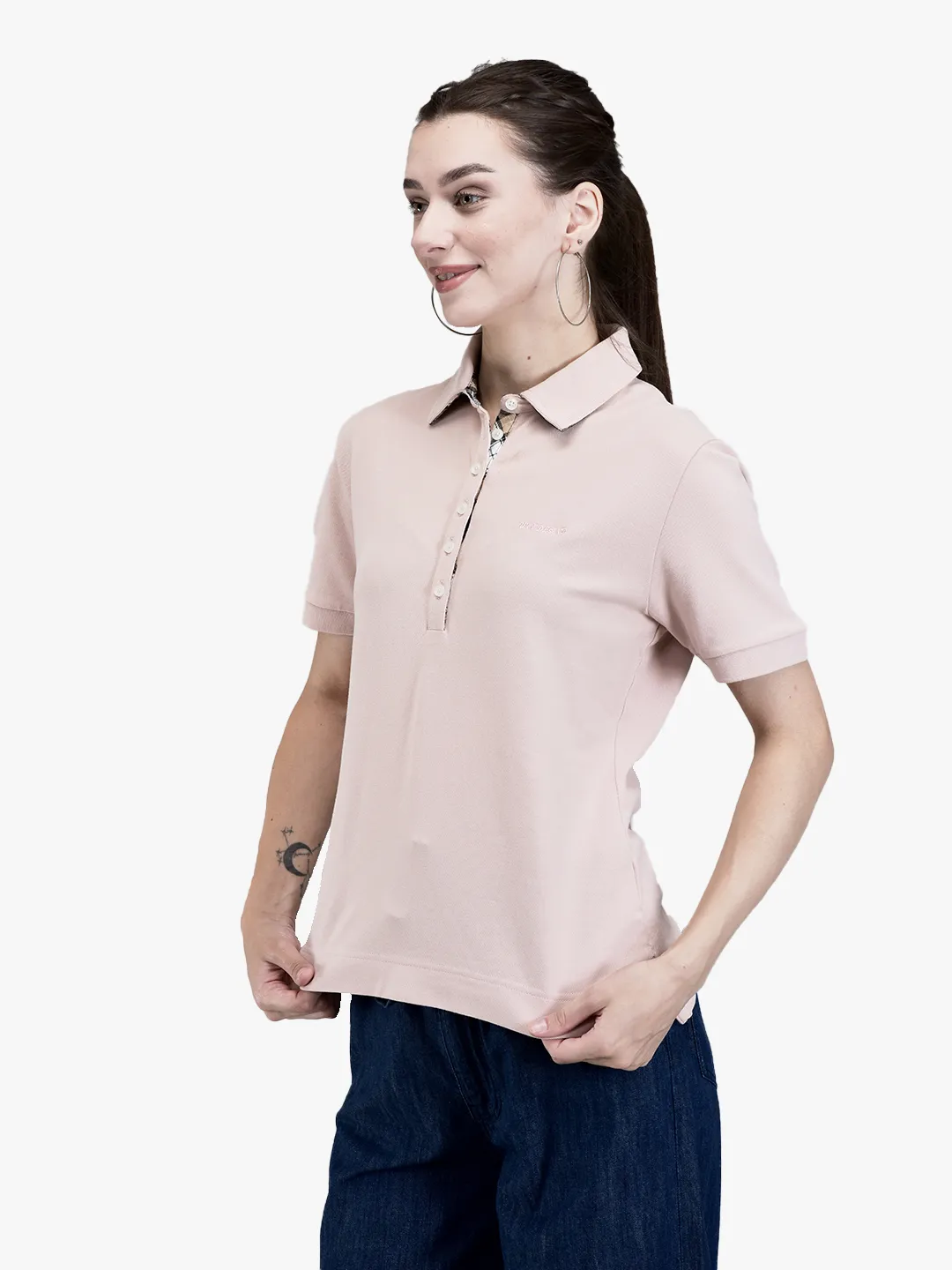 Ladies Rose Smoke Cotton Spandex Polo T-Shirt 2