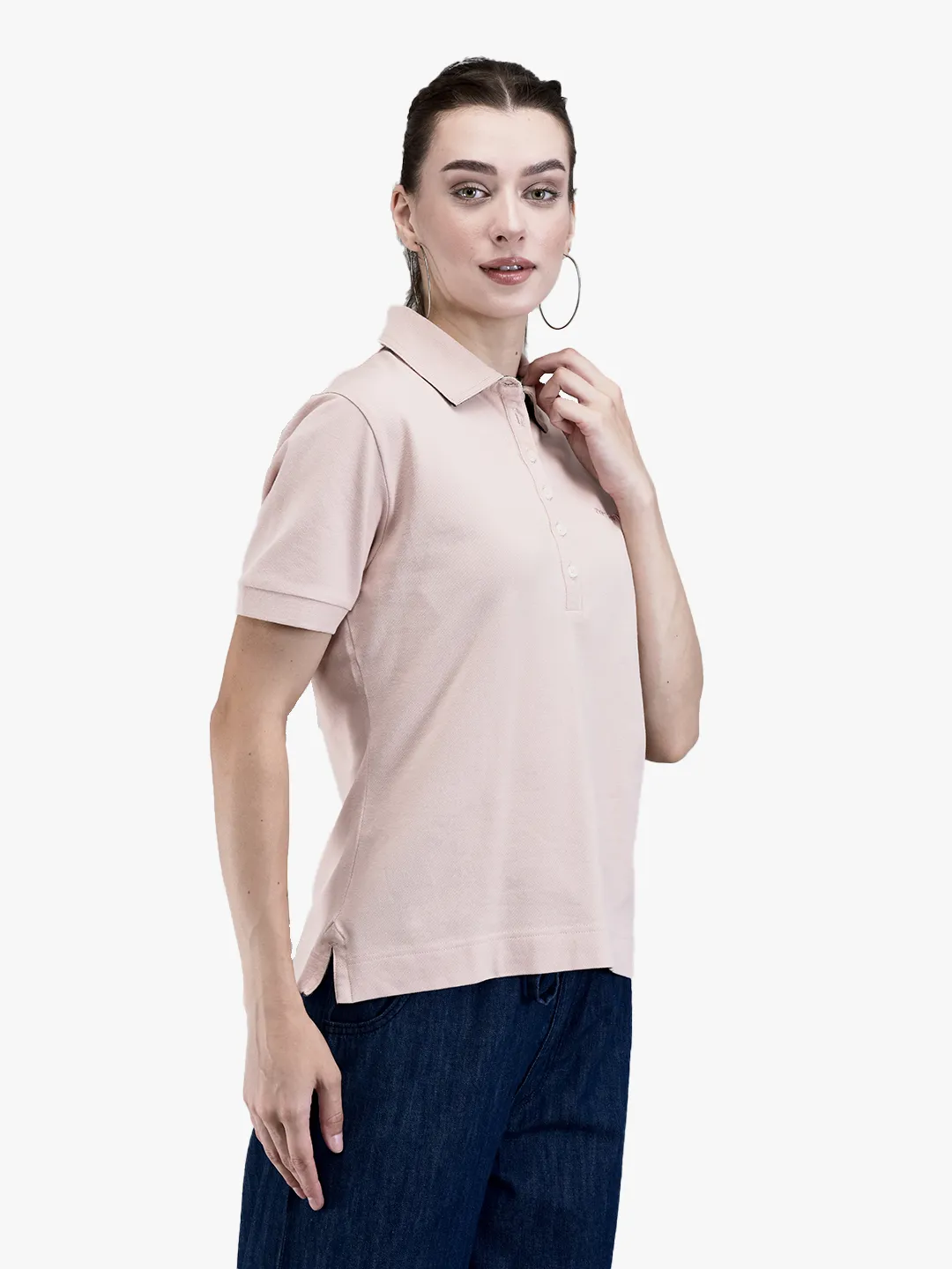 Ladies Rose Smoke Cotton Spandex Polo T-Shirt 3