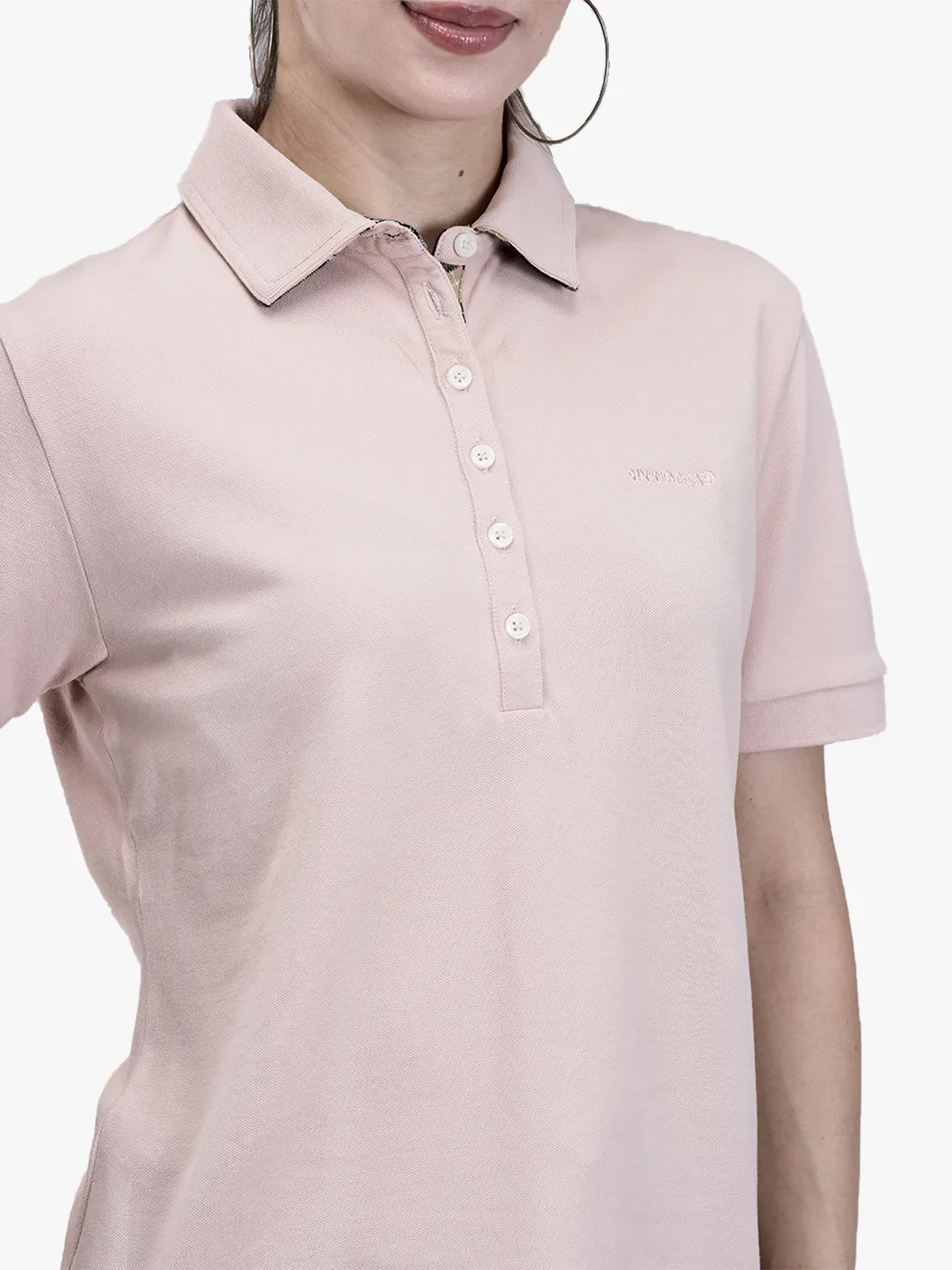 Ladies Rose Smoke Cotton Spandex Polo T-Shirt 4