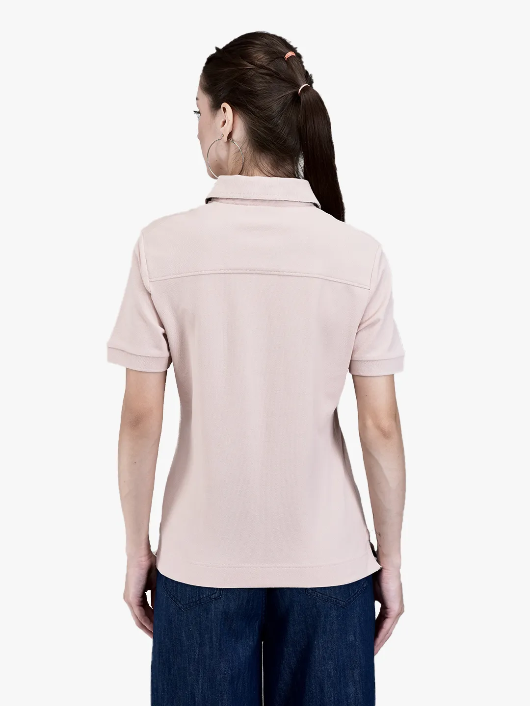 Ladies Rose Smoke Cotton Spandex Polo T-Shirt 6