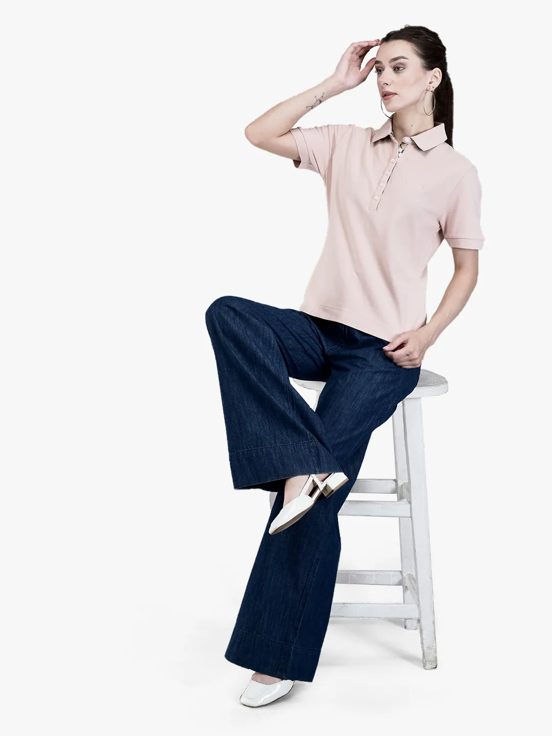 Ladies Rose Smoke Cotton Spandex Polo T-Shirt 7