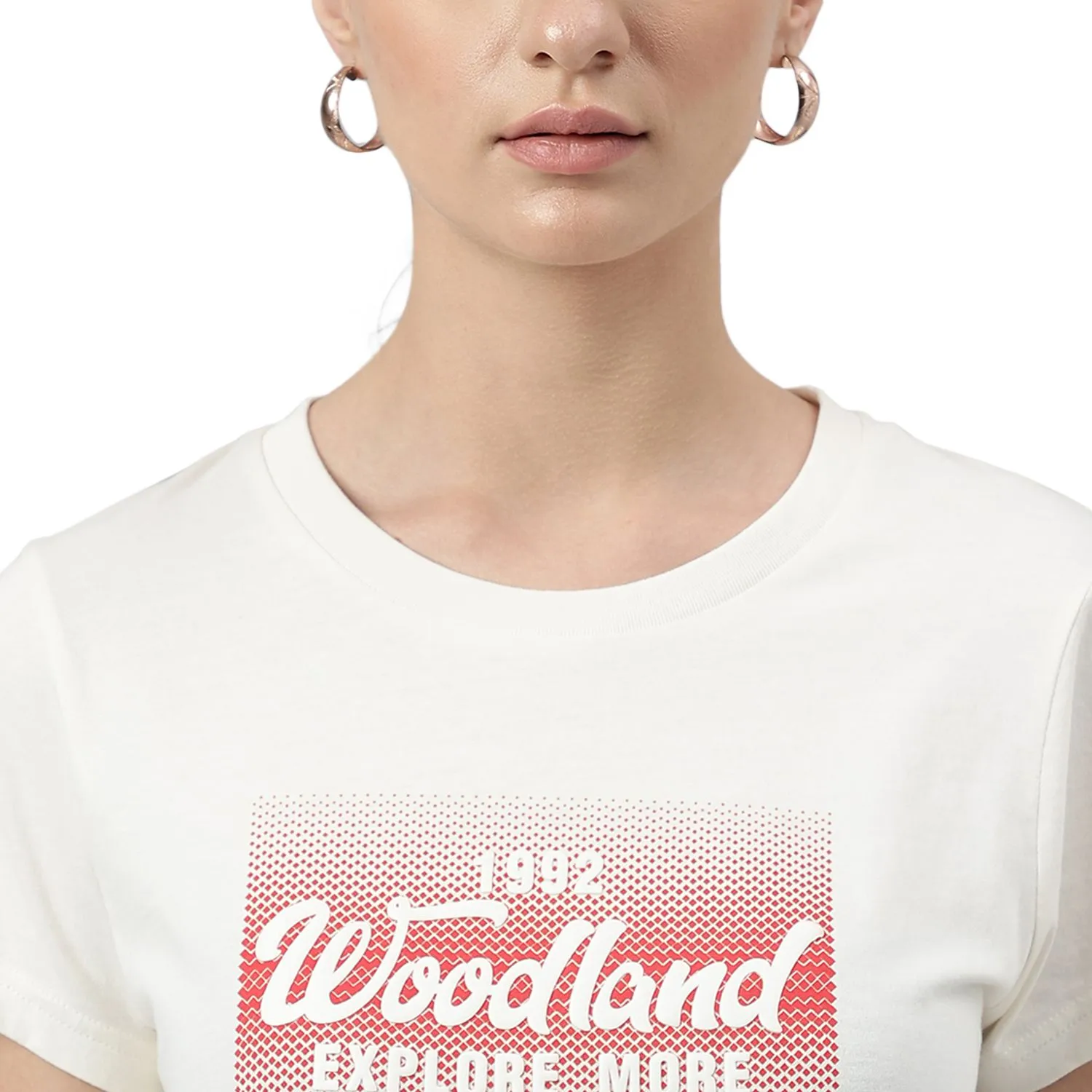 Ivory round neck t-shirt for women - Thumbnail 5