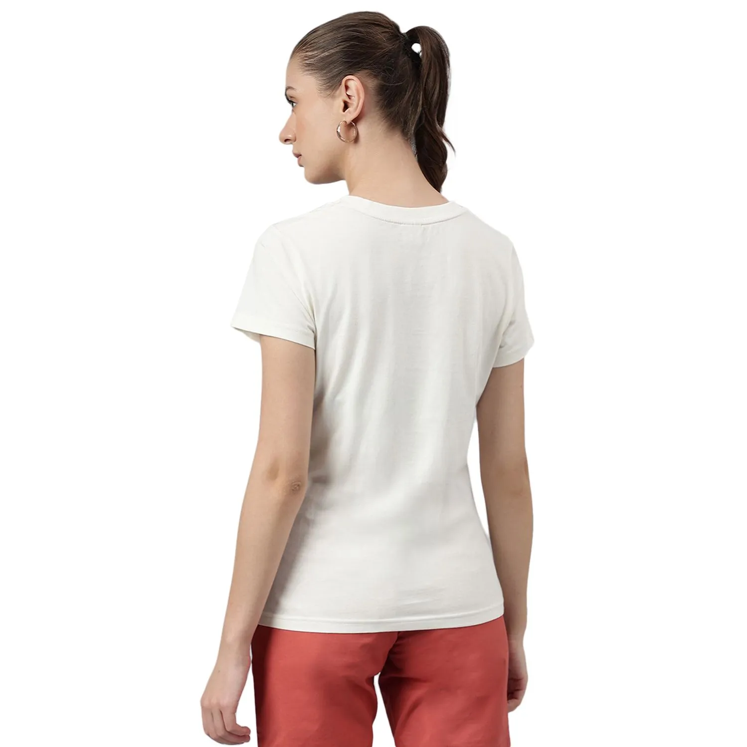 Ivory round neck t-shirt for women - Thumbnail 6