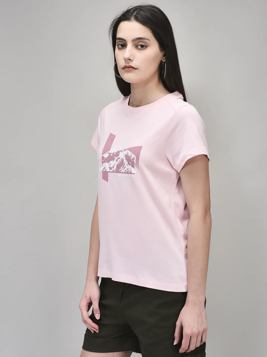 Pink Cotton Mountain Graphic Ladies Tshirt - Thumbnail 2