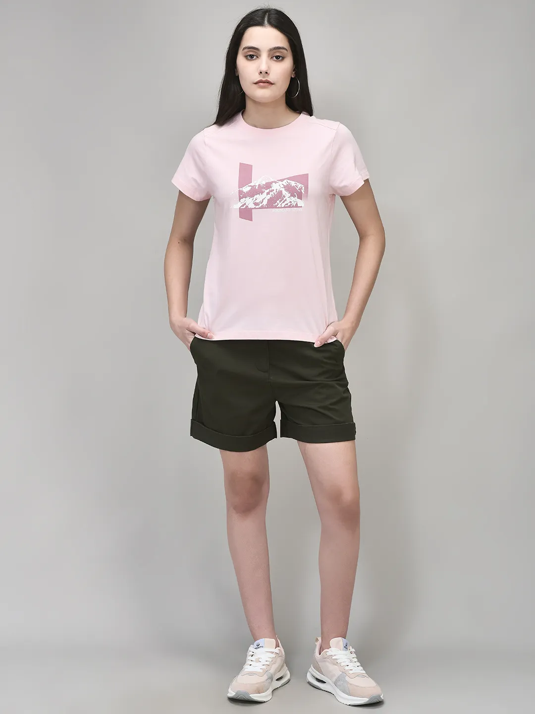 Pink Cotton Mountain Graphic Ladies Tshirt - Thumbnail 6