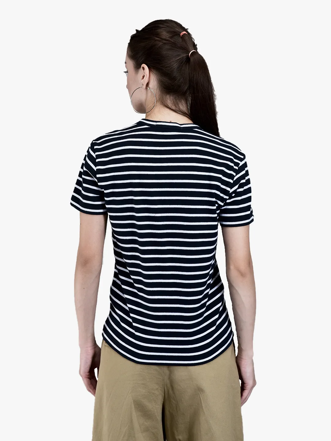 Woodland Ladies Navy /White Striped Crew Neck Cotton T-Shirt 6