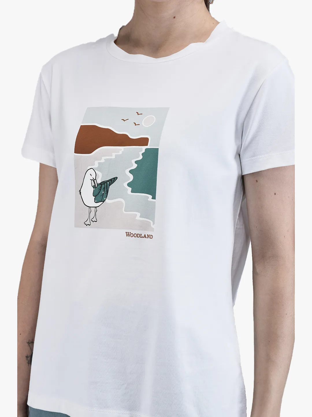 White Cotton Spandex Graphic Crew Neck T-Shirt 4