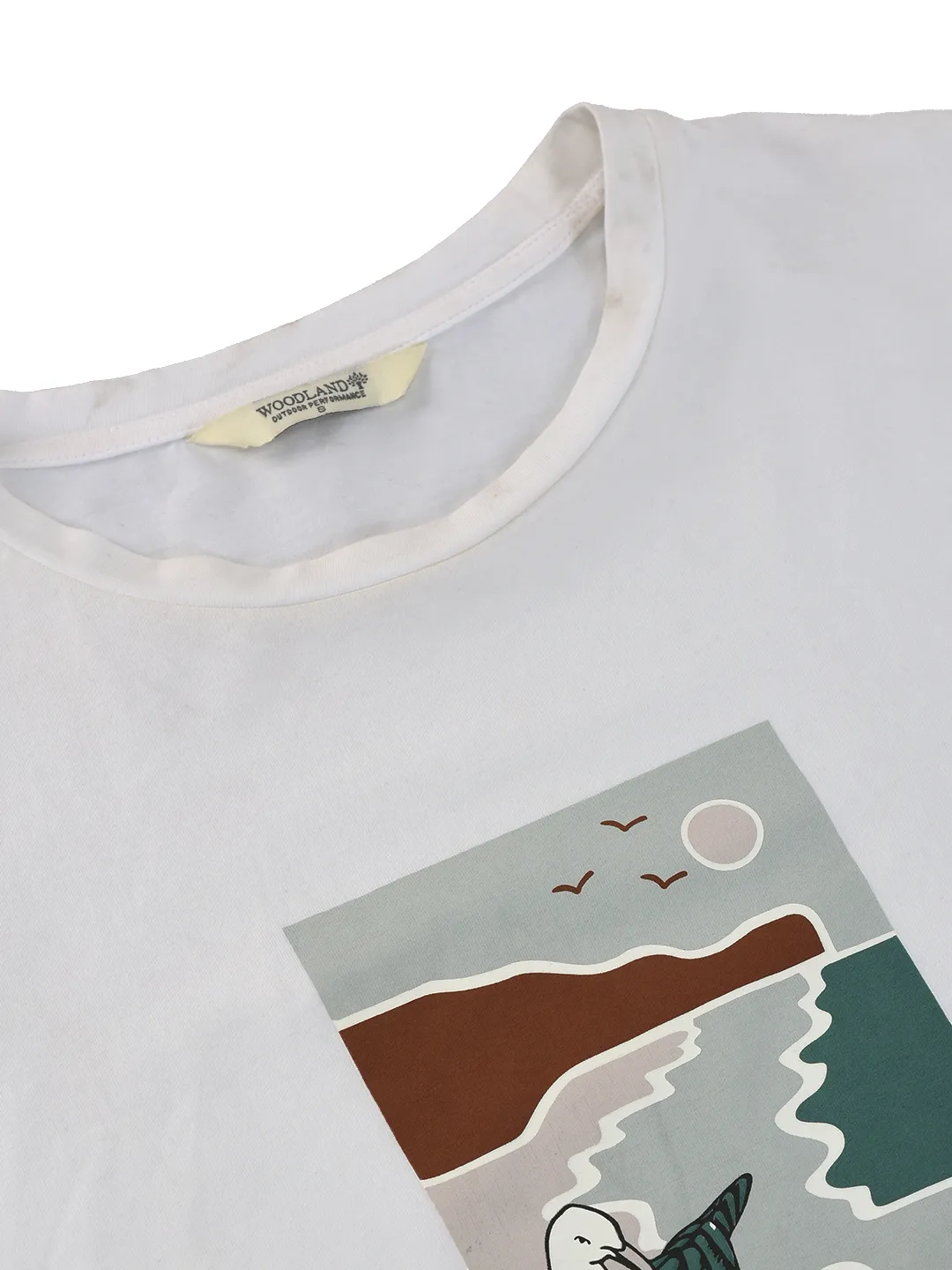 White Cotton Spandex Graphic Crew Neck T-Shirt 5