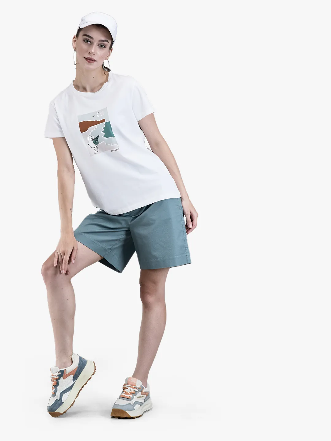 White Cotton Spandex Graphic Crew Neck T-Shirt 7