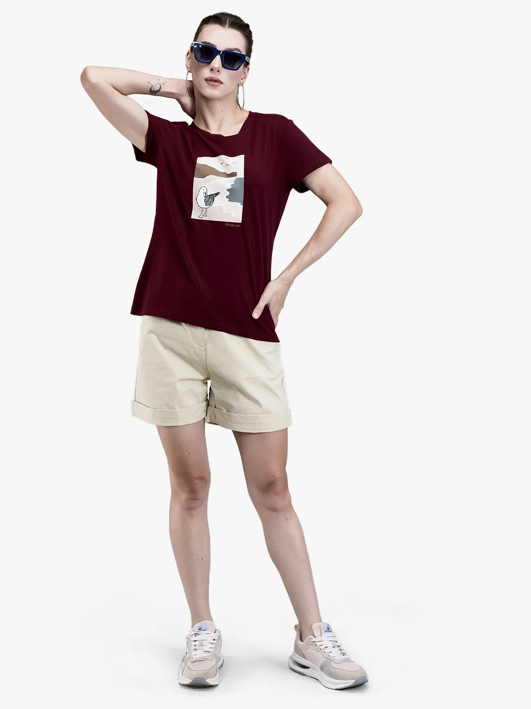 Wine Cotton Spandex Graphic Crew Neck T-Shirt 7