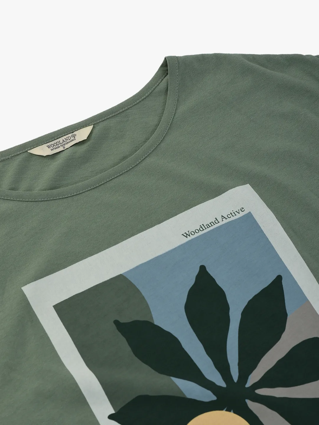 Woodland Ladies Olive Graphic Print Round Neck T-Shirt 5