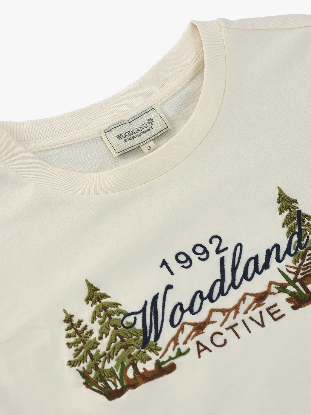 Woodland Ladies O-White Cotton Crew Neck Graphic T-Shirt 5