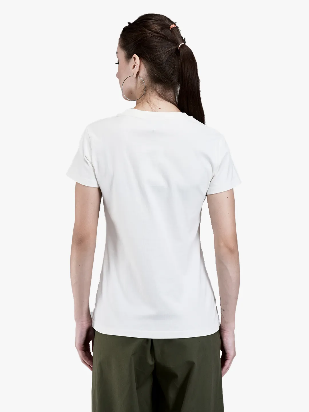 Woodland Ladies O-White Cotton Crew Neck Graphic T-Shirt 6
