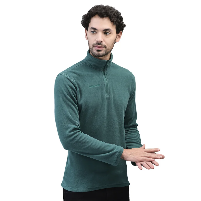 Men Forest green Sweatshirt with half zip clousre - Thumbnail 3