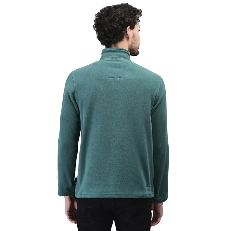 Men Forest green Sweatshirt with half zip clousre - Thumbnail 6