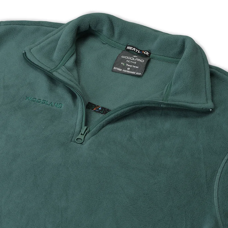 Men Forest green Sweatshirt with half zip clousre - Thumbnail 7