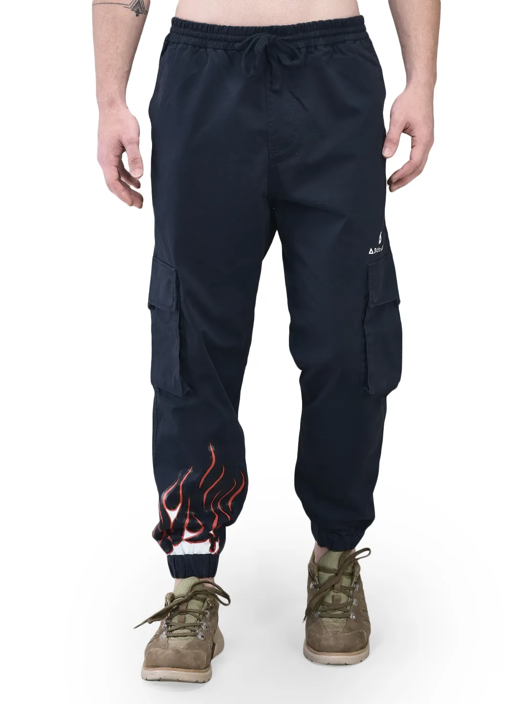 Navy Fire Print Joggers - Thumbnail 2