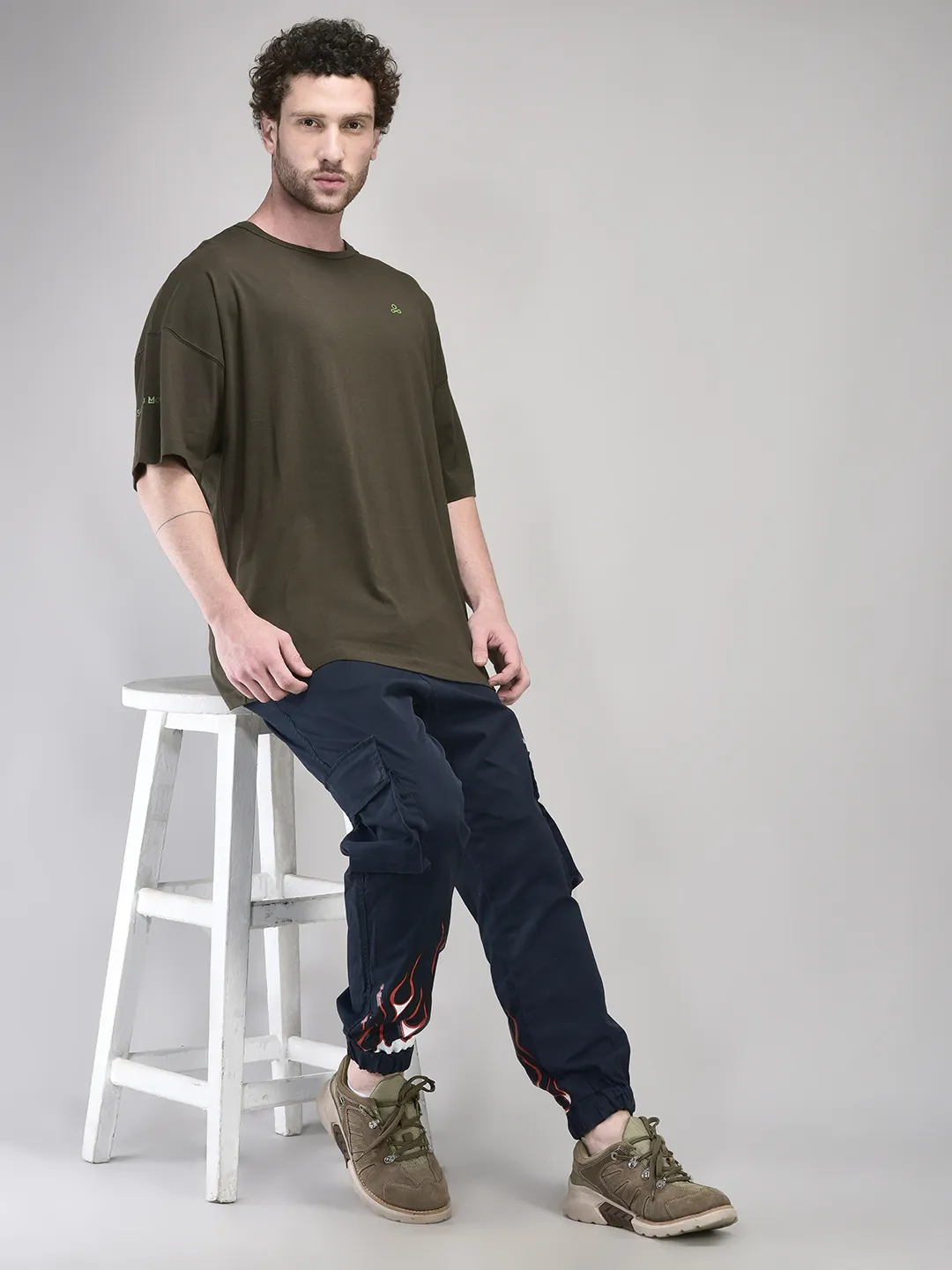 Navy Fire Print Joggers - Thumbnail 7