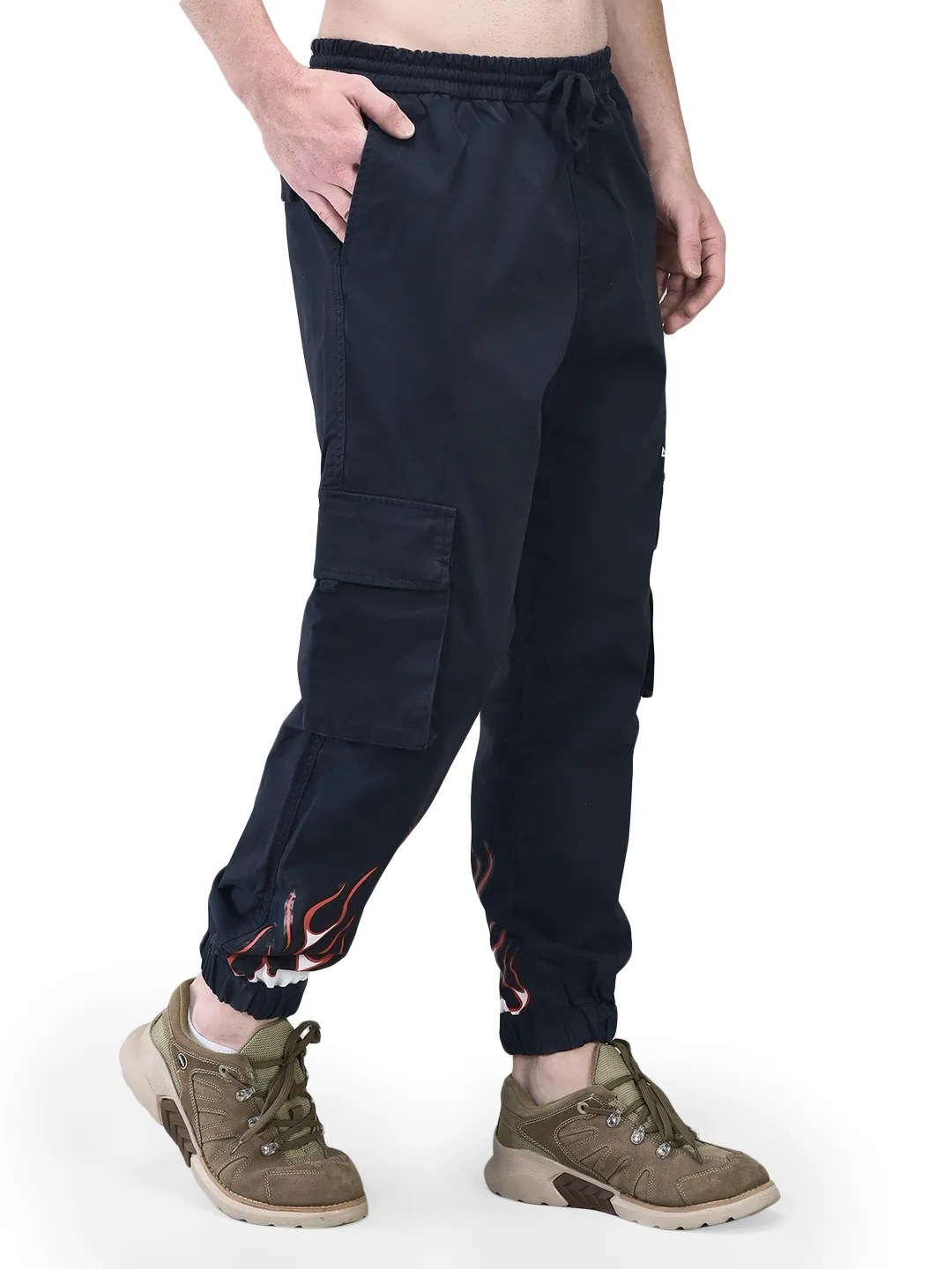 Navy Fire Print Joggers - Thumbnail 4