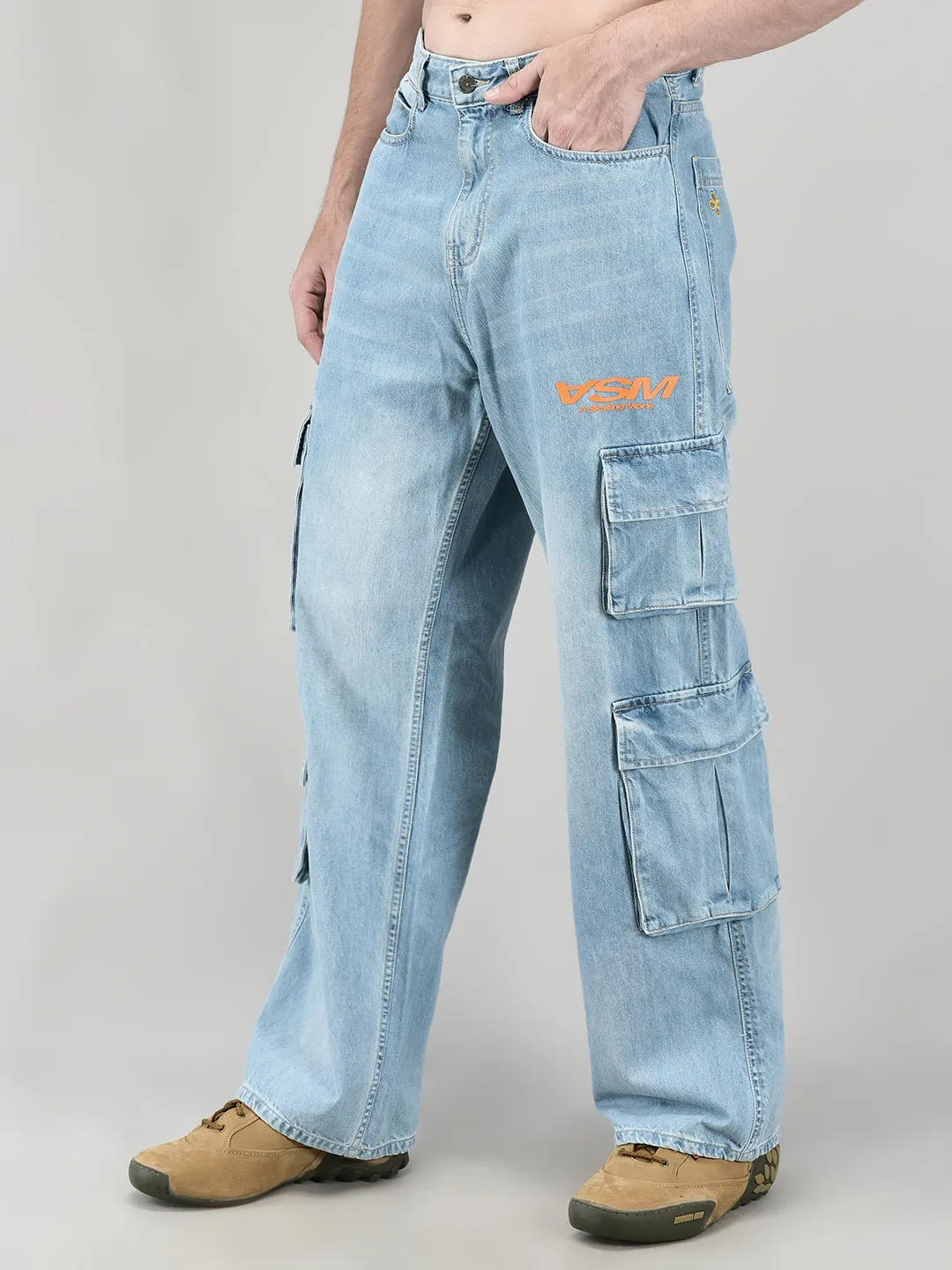 Blue Cotton Cargo Bottoms - Thumbnail 3