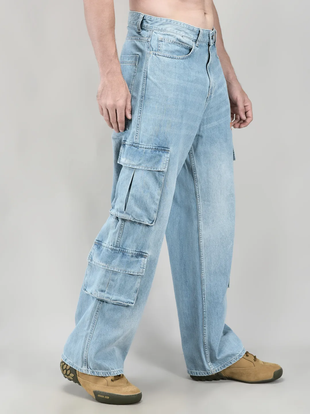 Blue Cotton Cargo Bottoms - Thumbnail 4