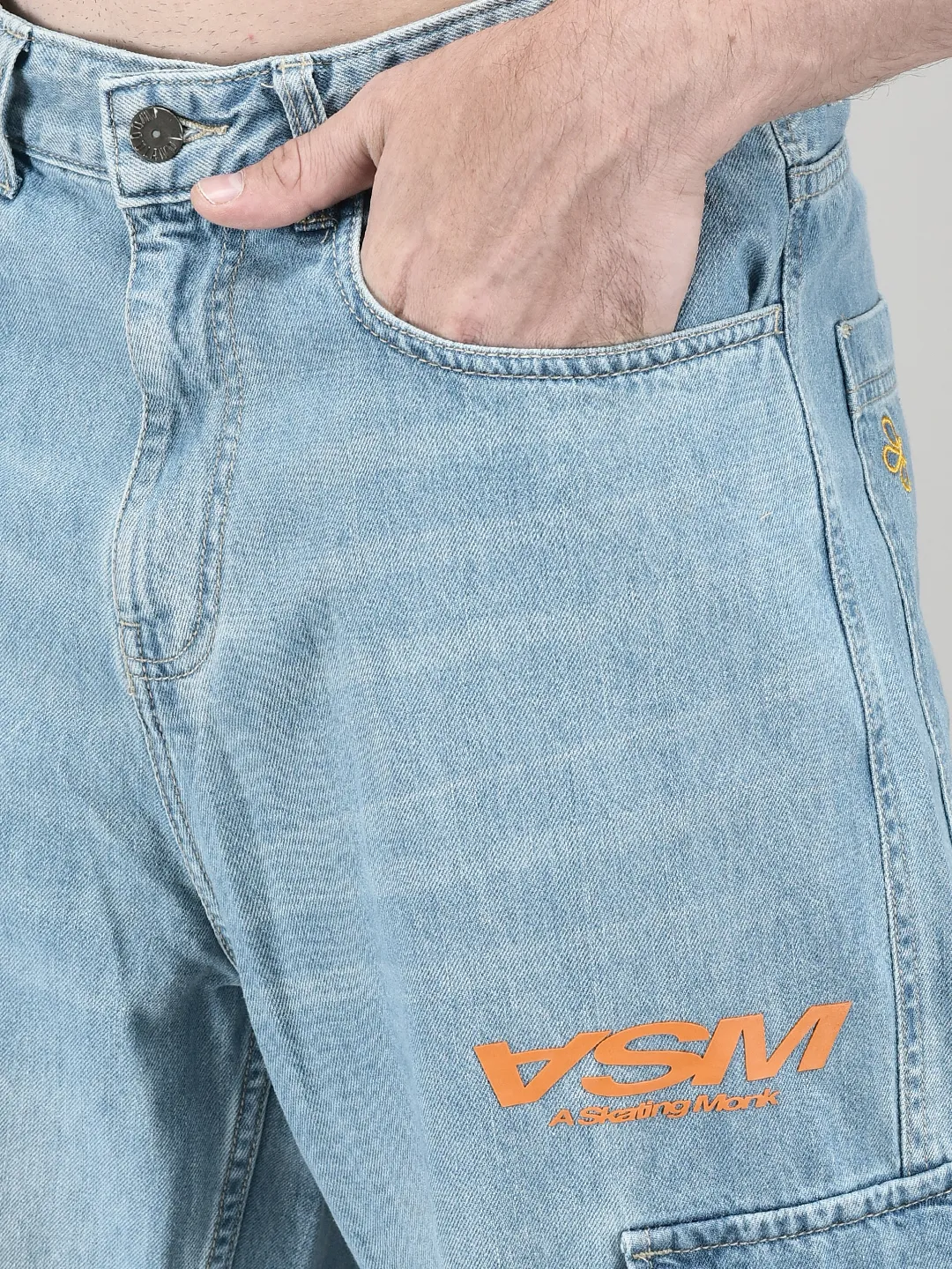 Blue Cotton Cargo Bottoms - Thumbnail 5