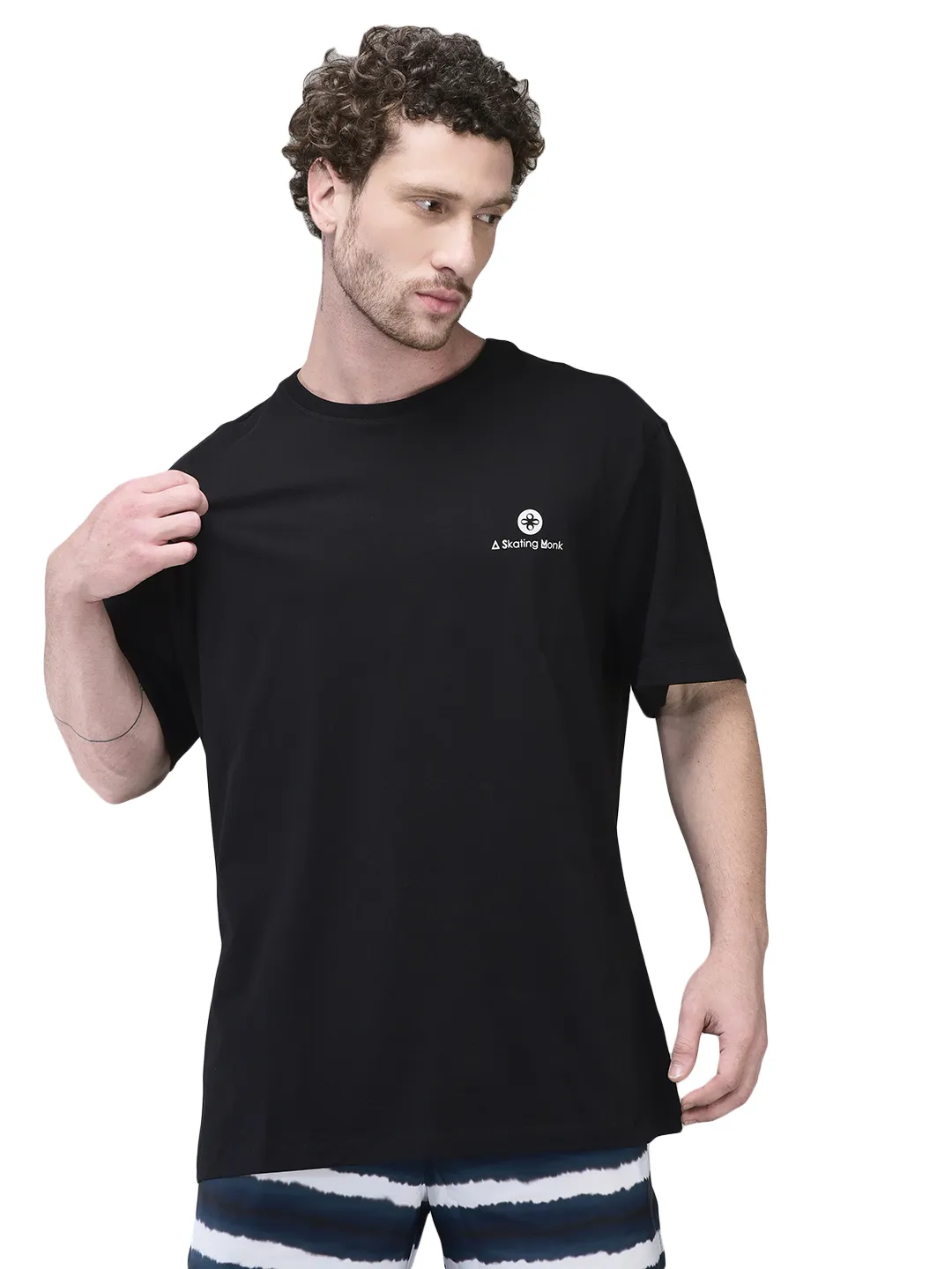 Classic Black Round Neck Cotton T-Shirt - Thumbnail 2
