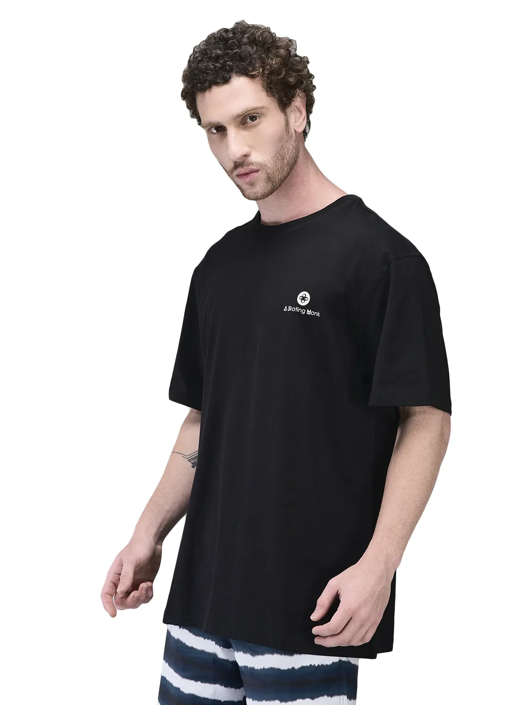 Classic Black Round Neck Cotton T-Shirt - Thumbnail 3