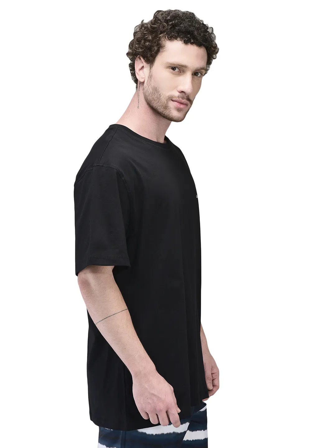Classic Black Round Neck Cotton T-Shirt - Thumbnail 4